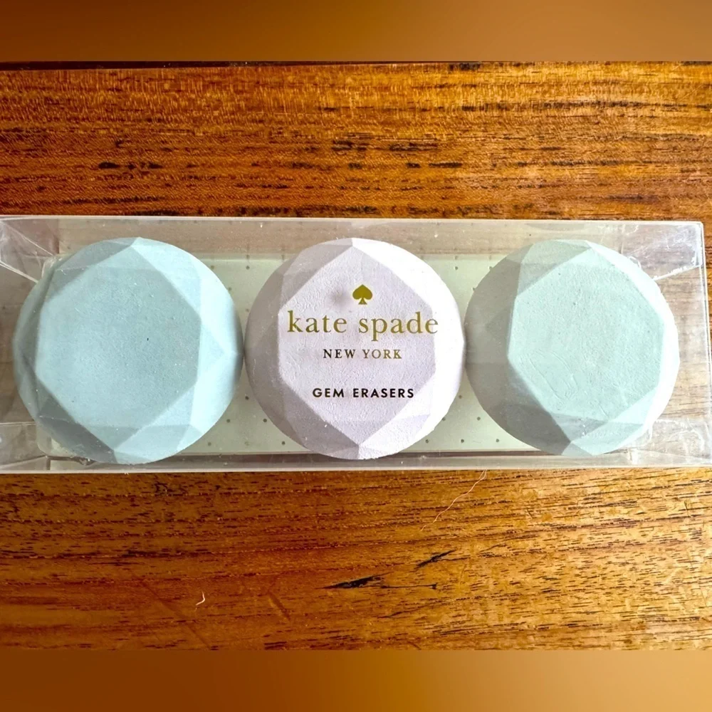 NIB Kate Spade Gem Erasers - Set of 3 - Pastels